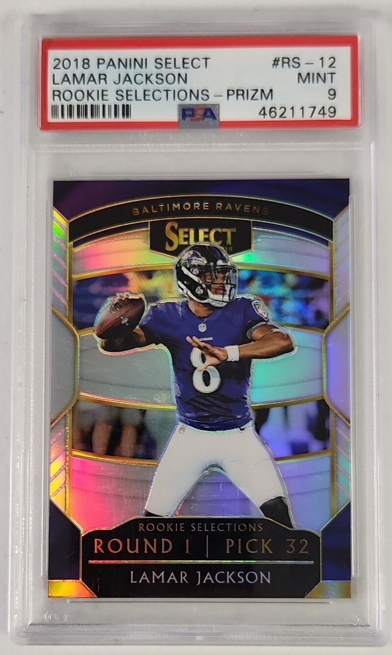 Panini Select Lamar Jackson Rookie Selections Prizm PSA Mint 9 #RS-12